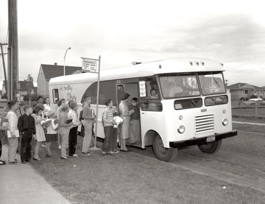 A bookmobile of Edmonton Public Library, Alberta Province, Canada