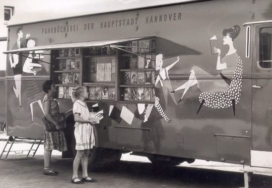 A bookmobile of the Hannover Public Library, 1960s