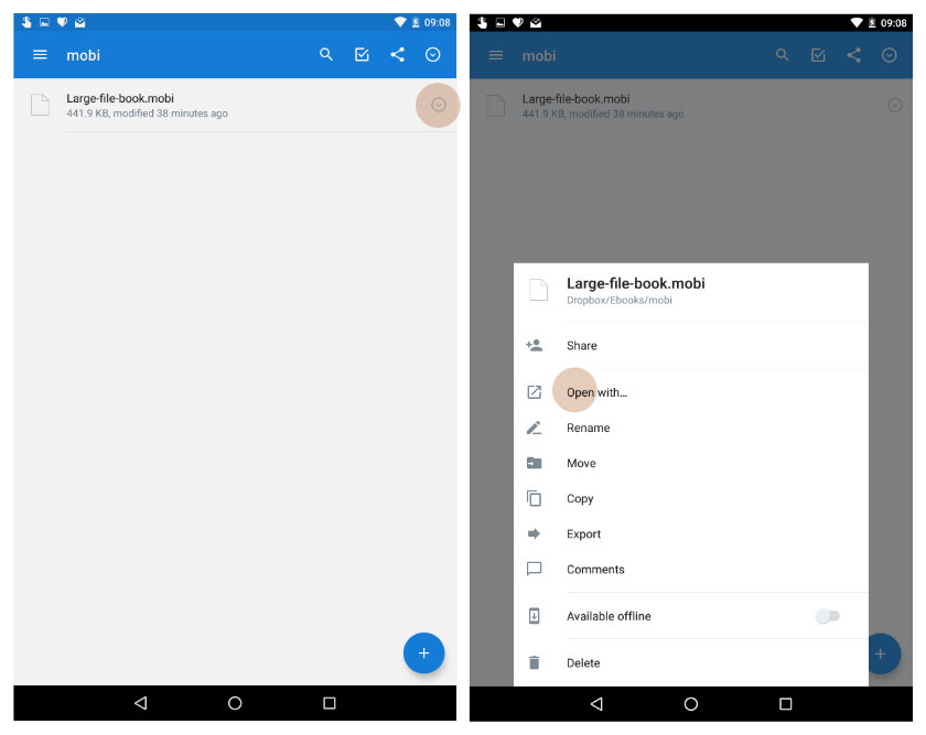 Add large files to Kindle for Android - use Dropbox app