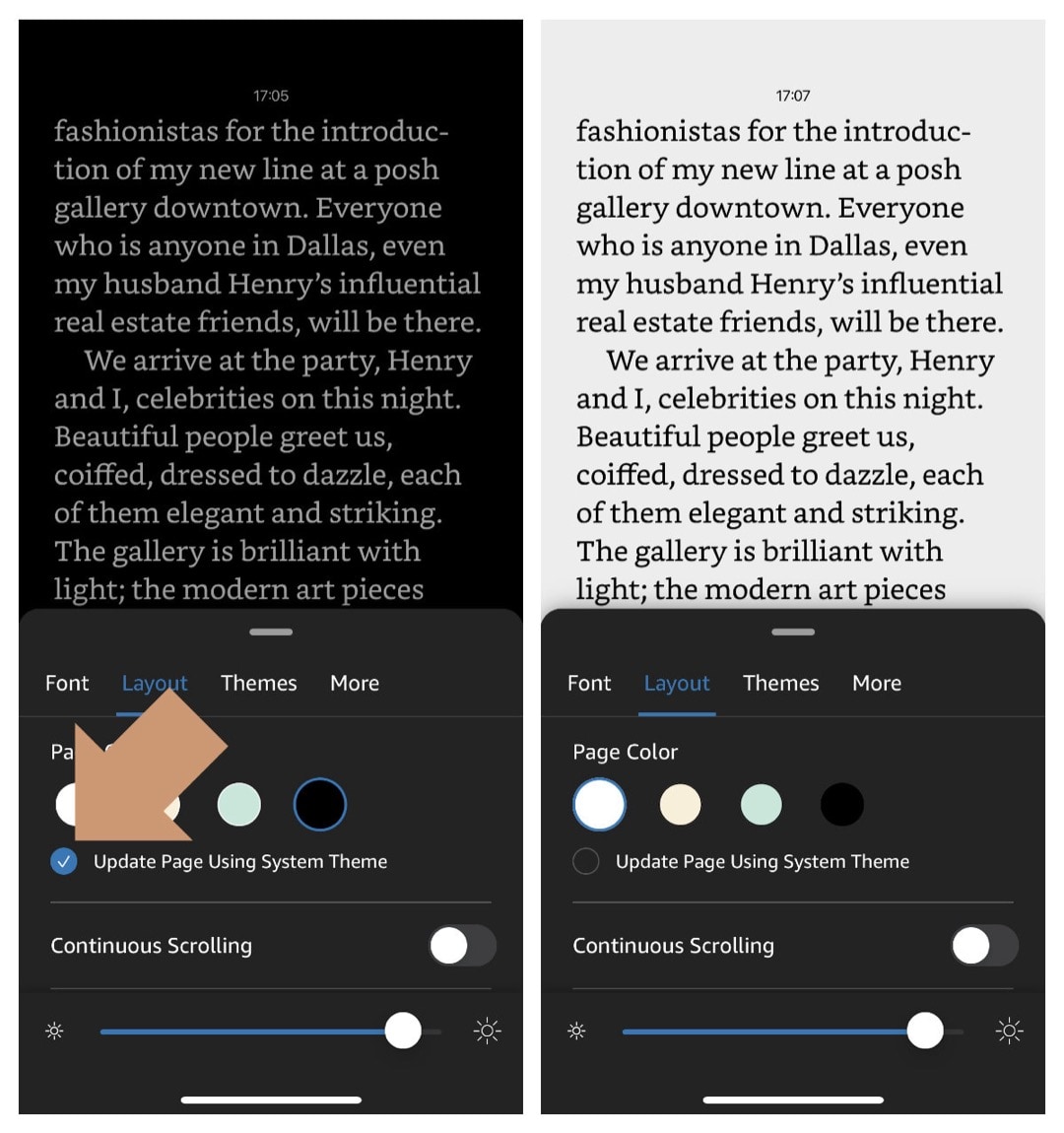 Finally, the Kindle app for iPhone and iPad gets the automatic theme switcher