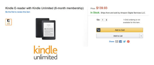 Amazon plans to bundle Kindle ereader with Kindle Unlimited subscription