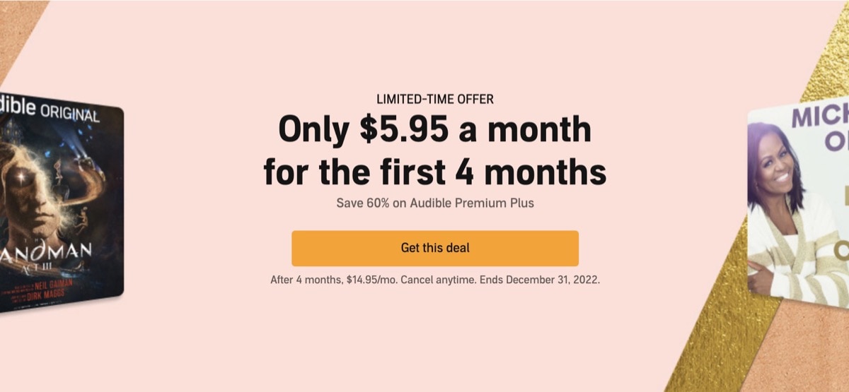 Cyber Monday 2022 Audible deal: save 60% on the first four months