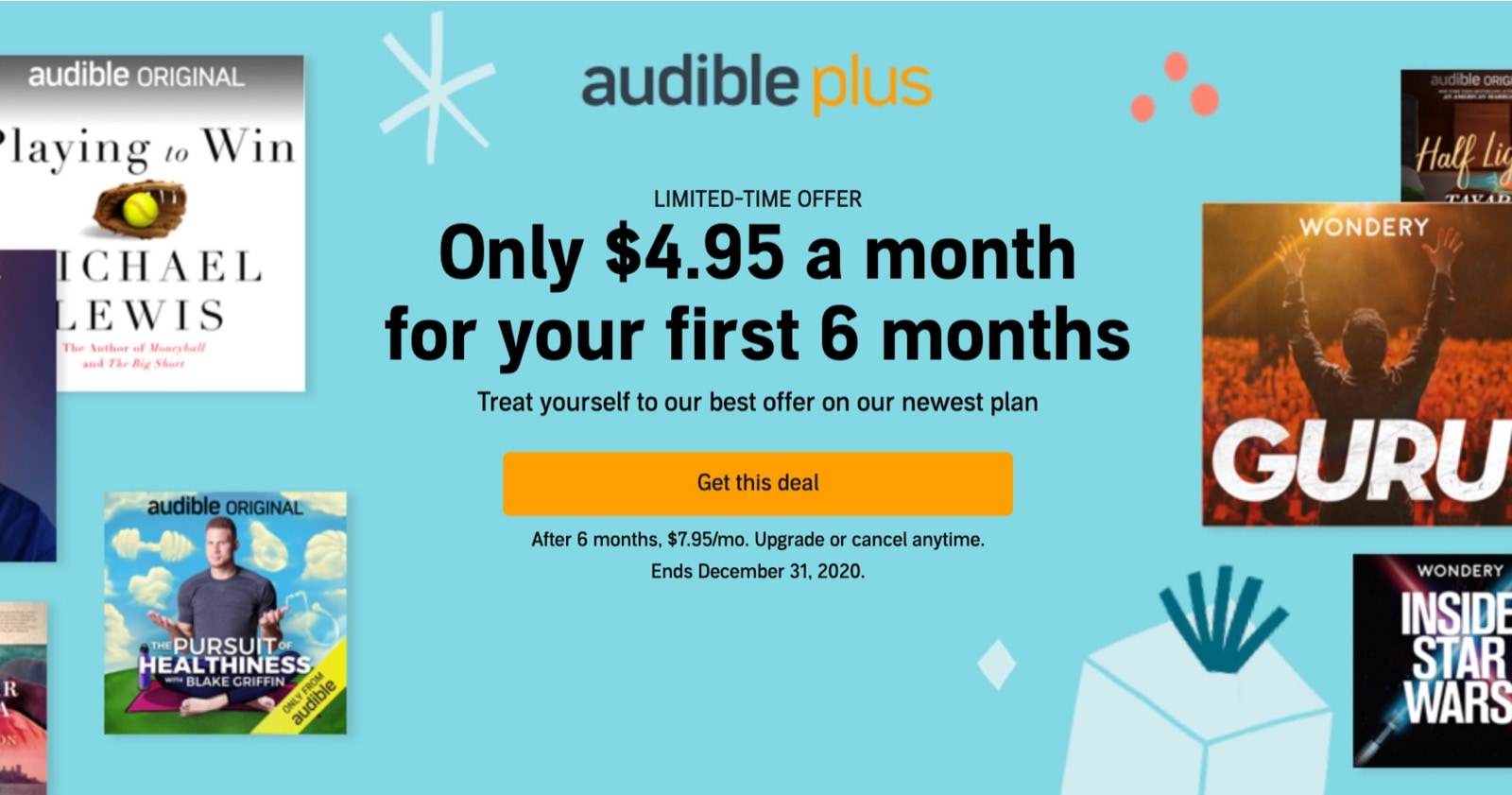 Save almost 40% on the 6-month Audible Plus audiobook membership
