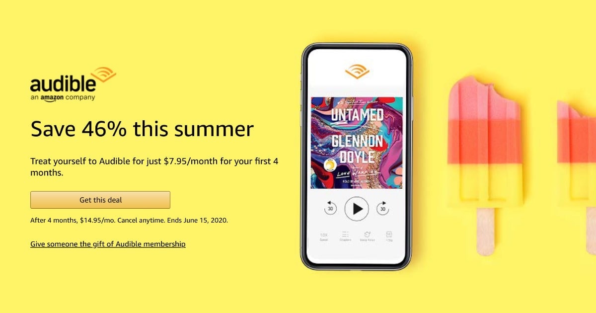 Enjoy Audible audiobooks all summer for half the price