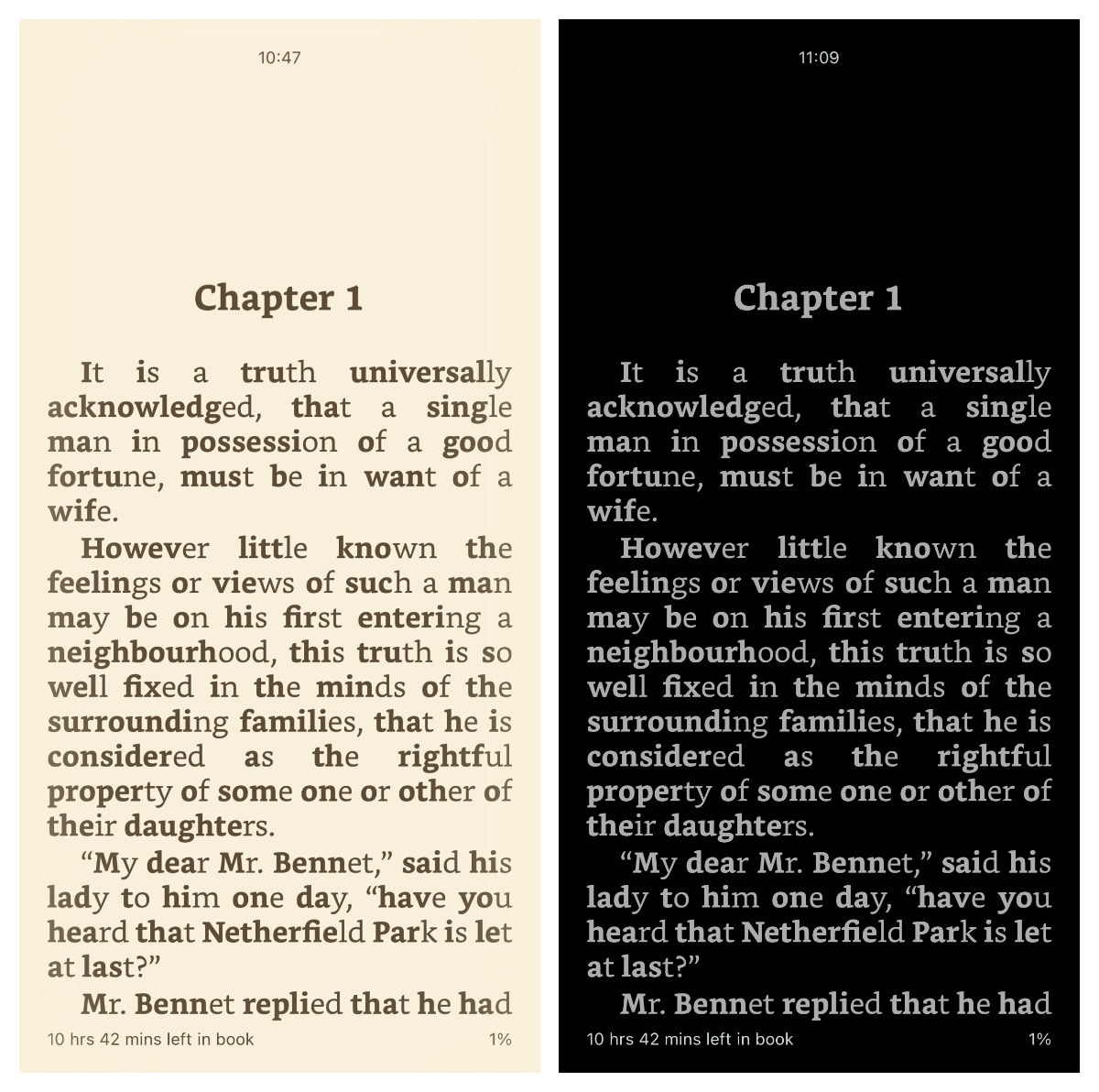 Bionic book imported to Kindle iOS app