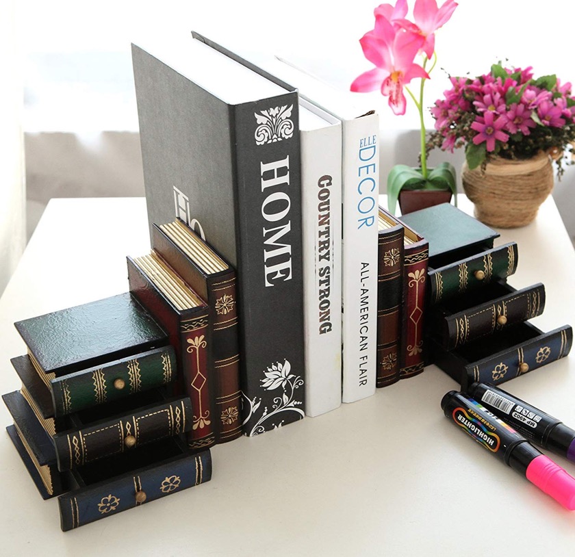 Book-like home decor accessories - MyGift stacked books bookends