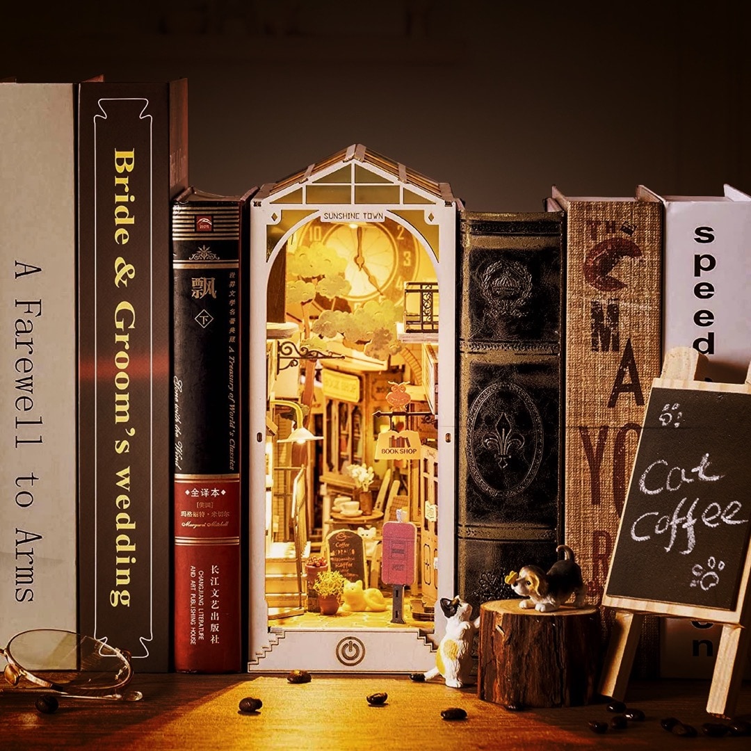 Book Nook bookshelf insert and bookend - best gifts for booknerds