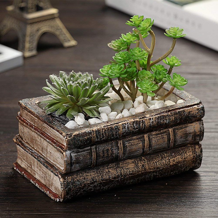 Book-shaped home decor - Yournelo flower plant pot