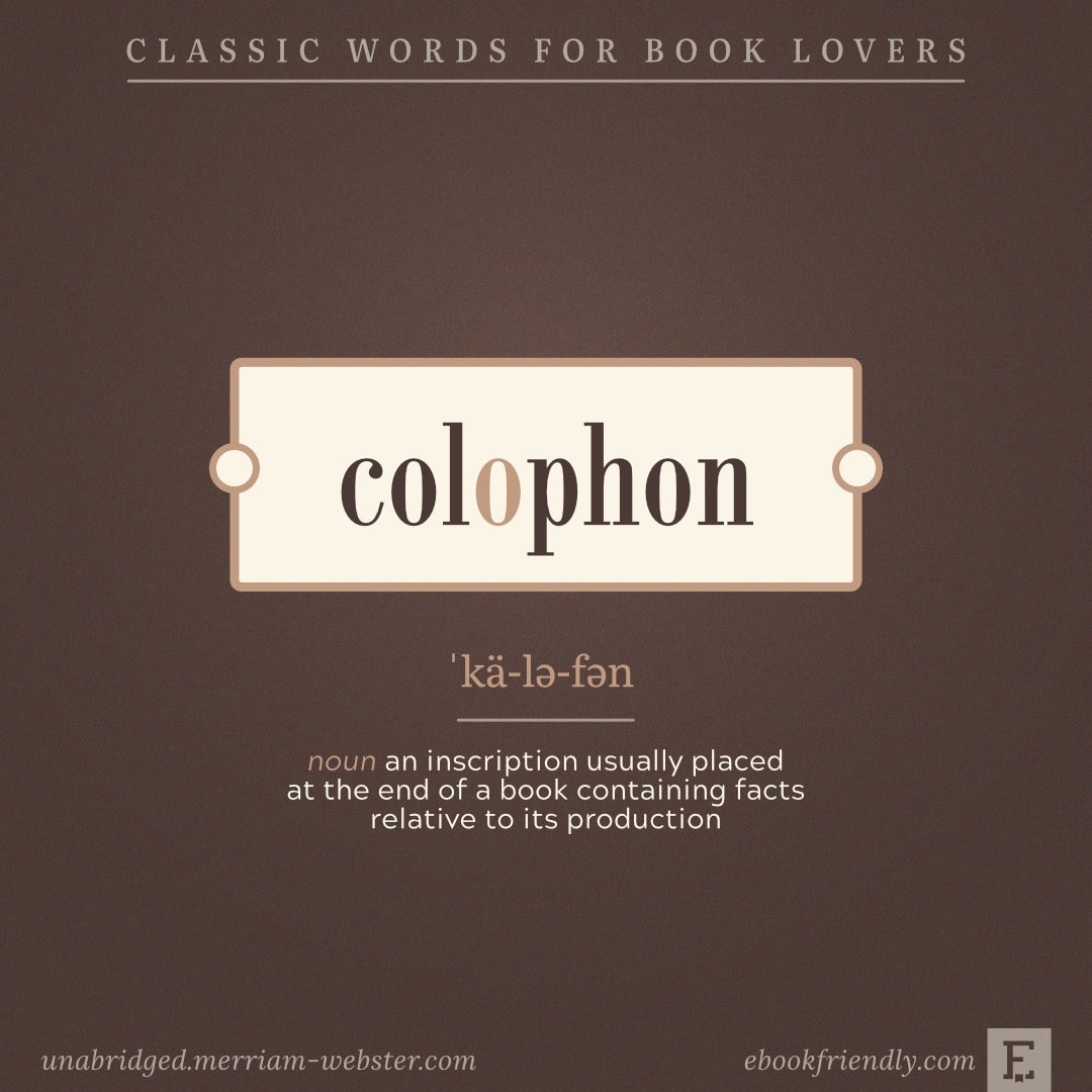 Colophon - beautiful words for book lovers