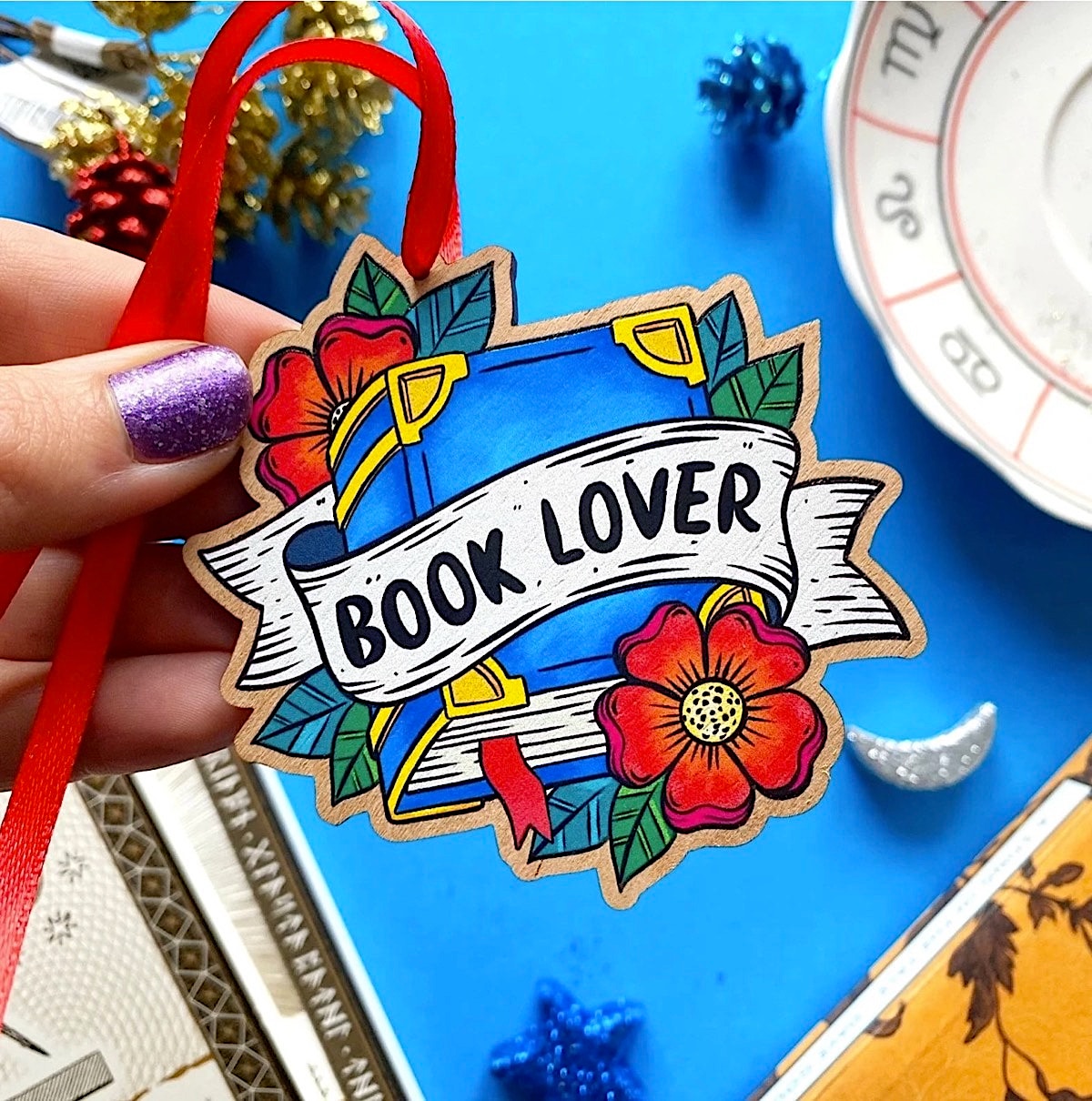 Colorful Book Lover decoration ornament