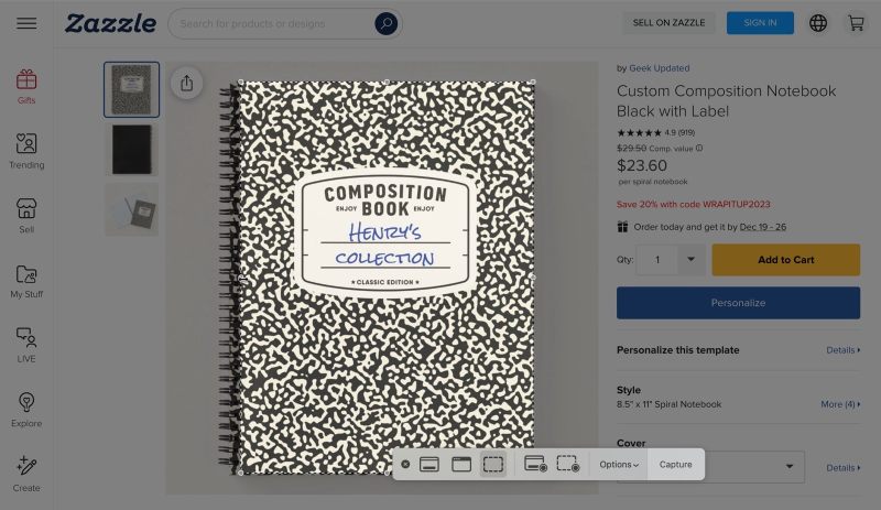 Create custom Kindle composition notebook lockscreen image - make screenshot Zazzle