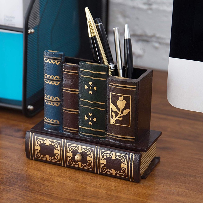 Decorative home accessories for book lovers - MyGift pencil holder