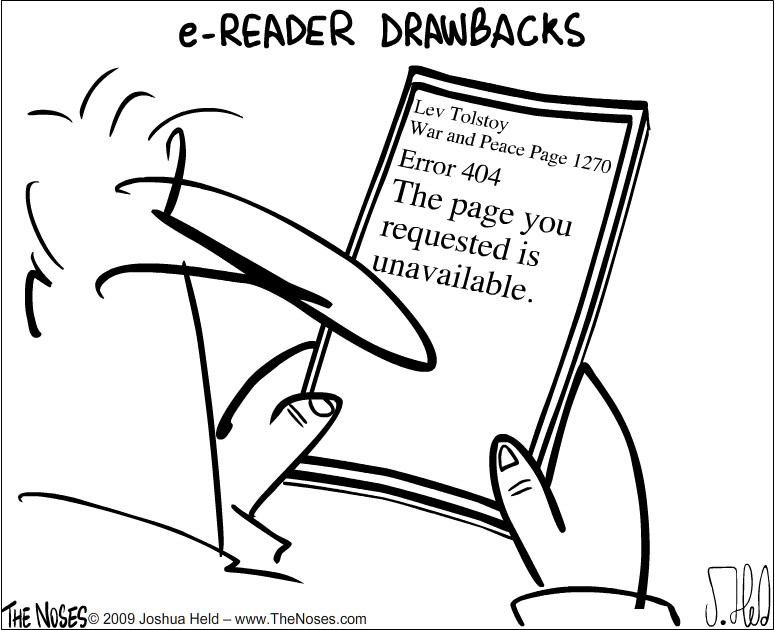 Ereader drawbacks - cartoon