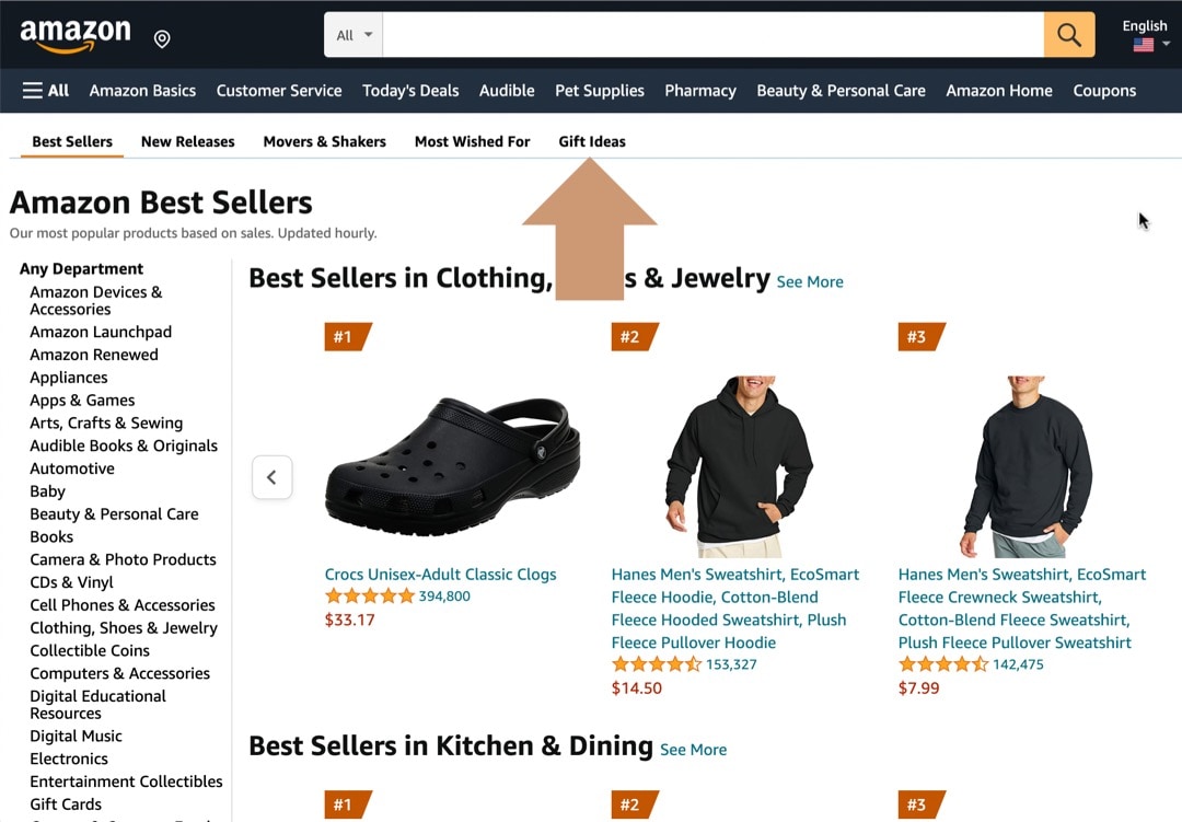 Find the most gifted items on Amazon from bestseller lists