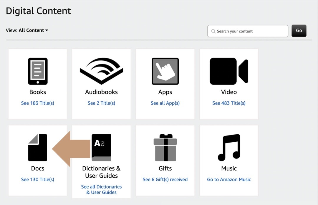 Find your own epub files in Kindle library - Docs