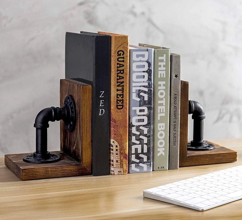 Home decor essentials for book lovers - steampunk industrial bookends