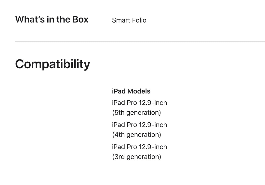 iPad Pro 12.9 2021 Smart Folio compatibility list