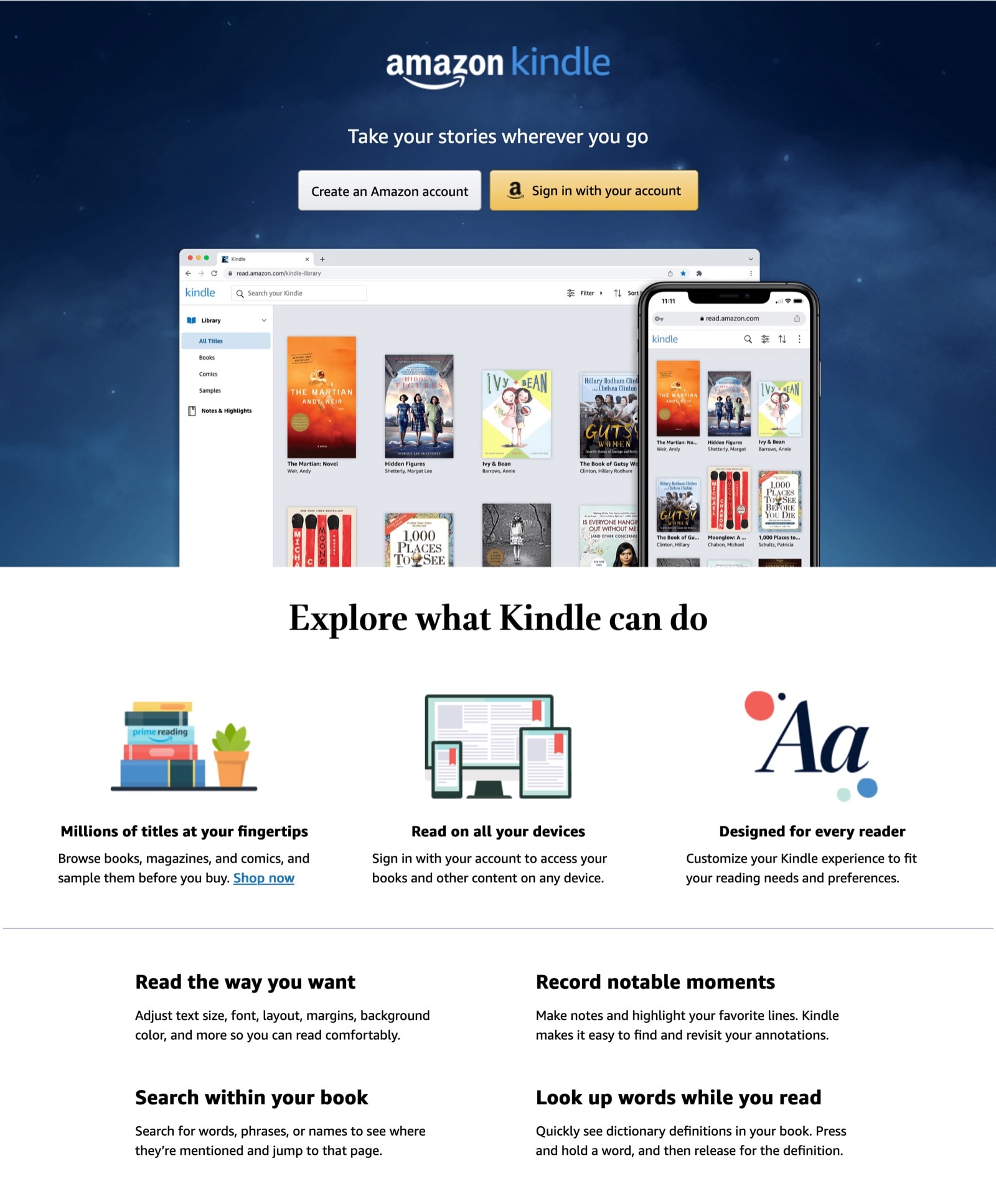 Kindle books and highlights unified on the web