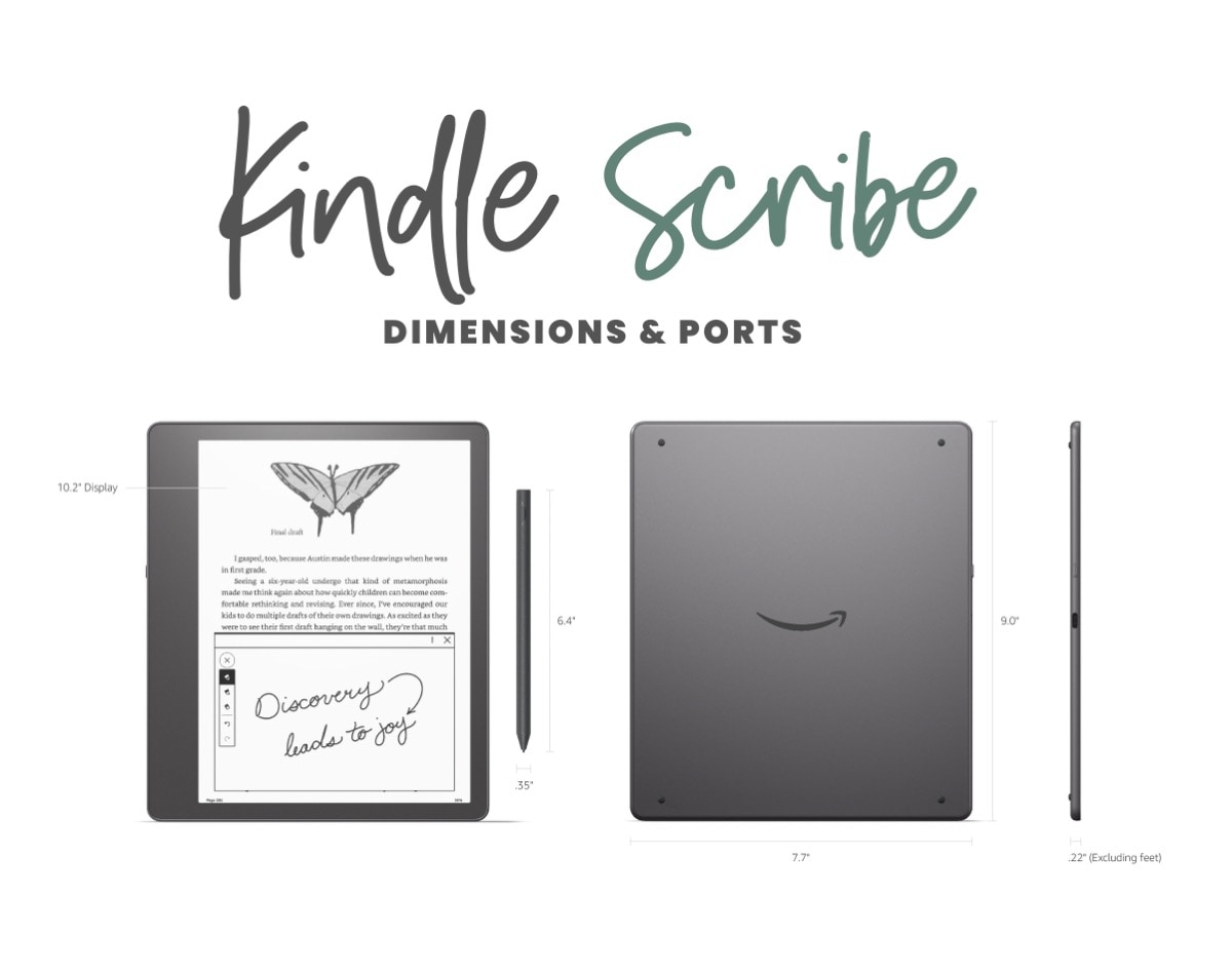 Kindle Scribe 1 2022 release dimensions ports