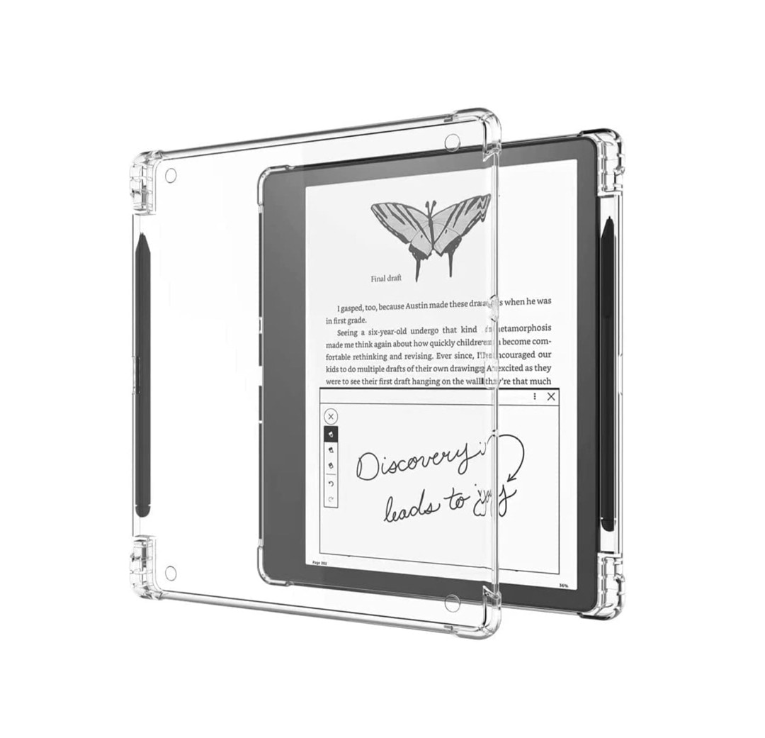 Kindle Scribe clear case with protective stylus holder