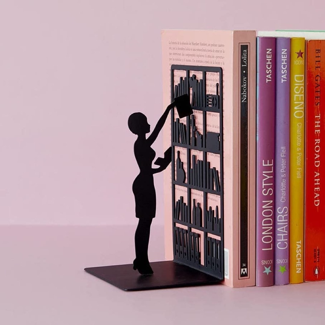 Librarian metal minimalist bookend - best gifts for library lovers