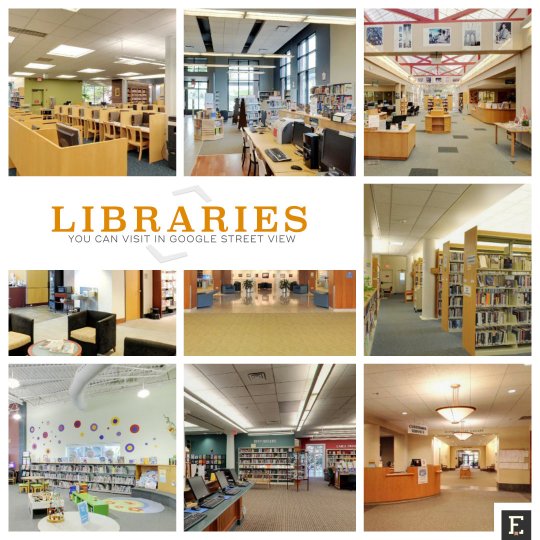 Libraries you can visit using internal view in Google Maps