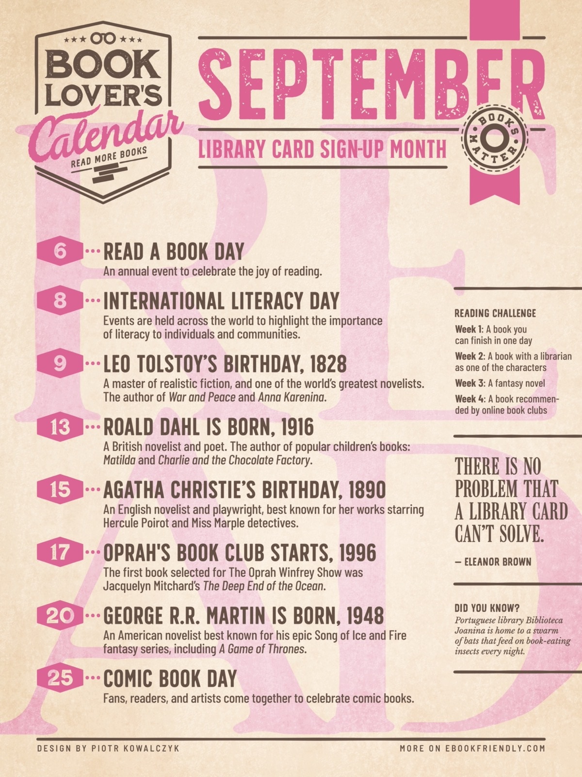 Literary calendar - September
