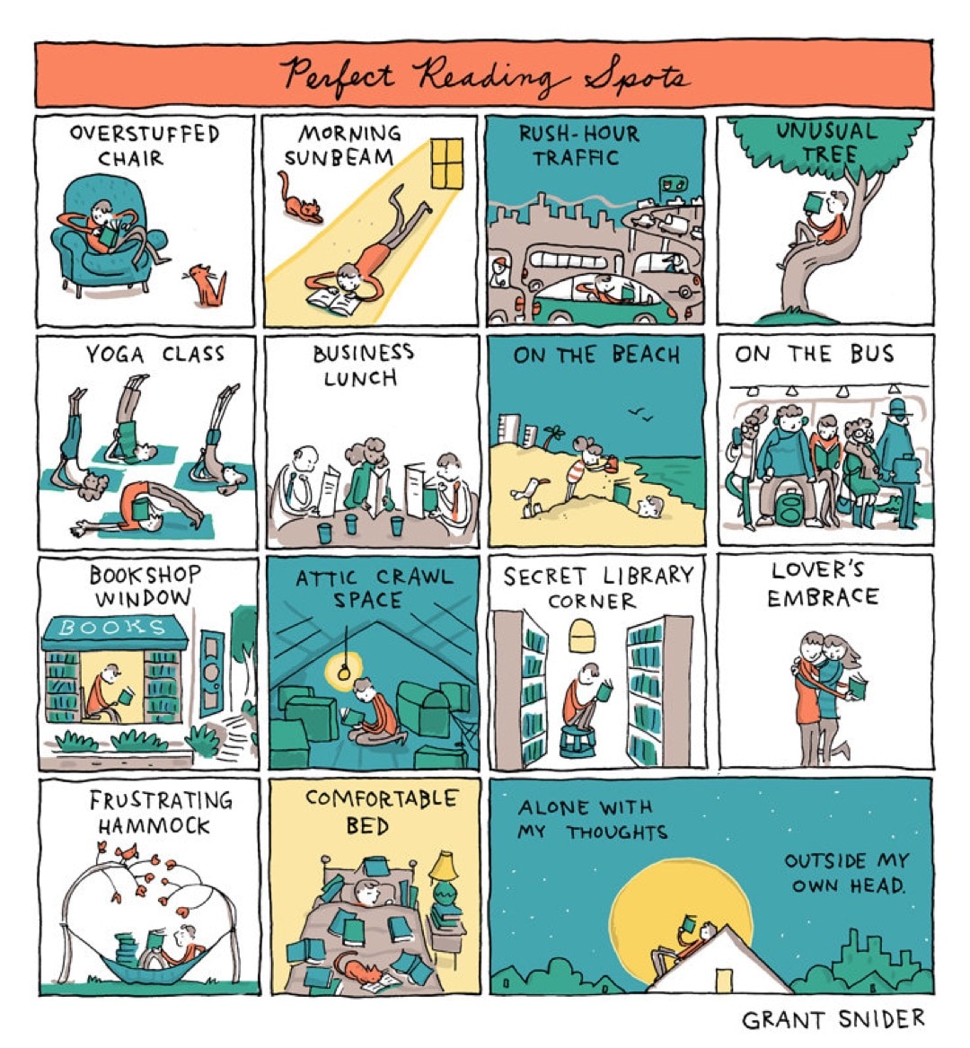 Perfect Reading Spots best cartoons by Grant Snider