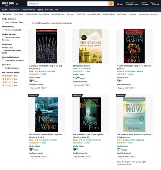 Popular gifted Kindle books on Amazon