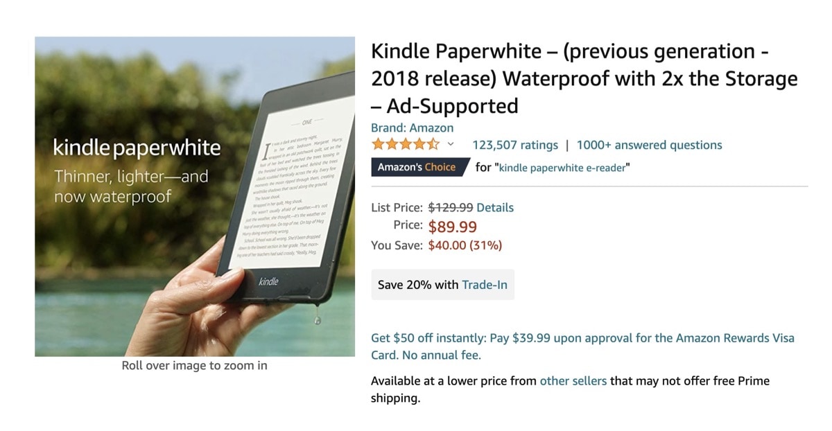 Previous Kindle Paperwhite is on sale, and you can save even $65