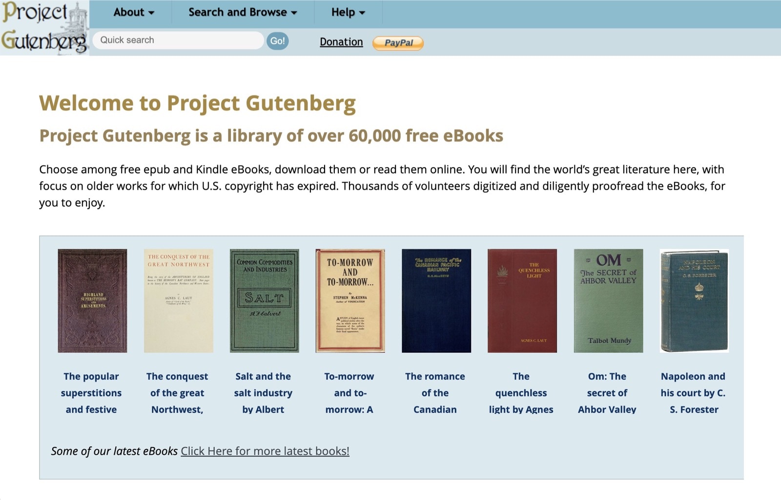 Project Gutenberg - free public domain sites