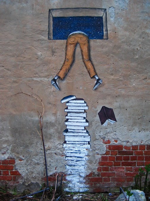 Street Art - Climb Over Books