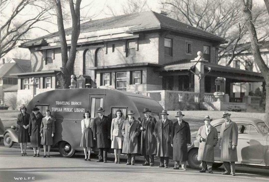 Vintage photos of mobile libraries: Traveling Branch of the Topeka Public Library, 1943