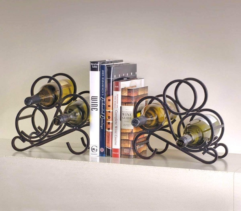 Scroll wine rack bookends