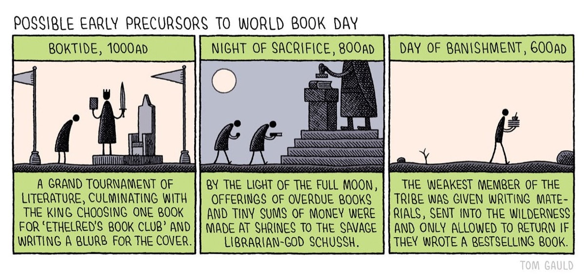 Early precursors to World Book Day (cartoon)