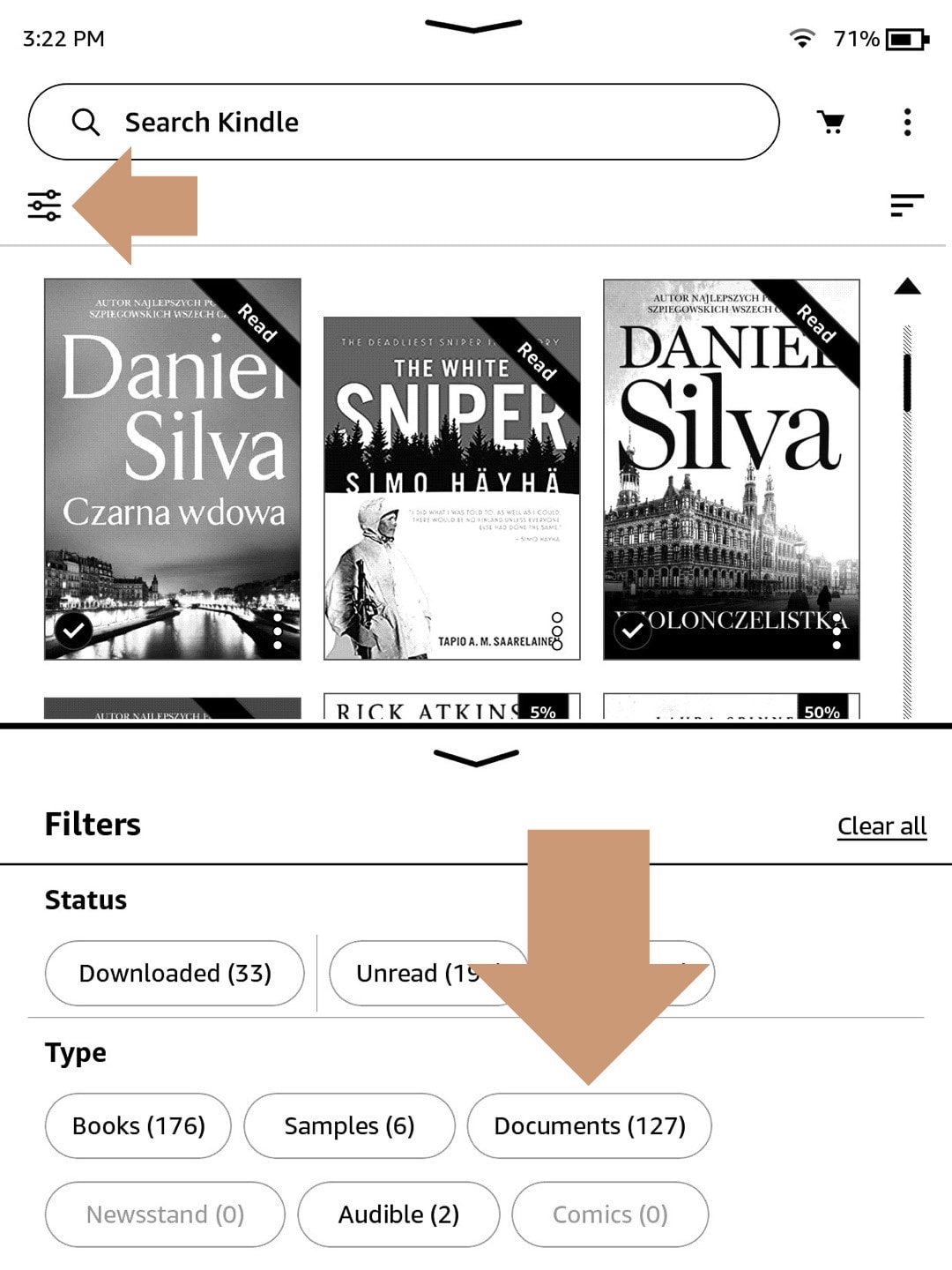 Your own books are called Documents on Kindle